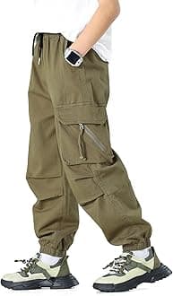 MINI PANDABoys' Jogger Pants, Kids' Stretch Twill Casual Cargo Pants