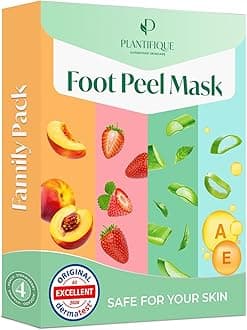 Plantifique Foot Peel Mask – 4 Pairs Exfoliating & Dermatologically Tested Foot Treatment, Removes Dead Skin & Repairs Heels for Soft Feet – Mix Scent, Gift for Women & Men