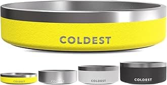 The Coldest Water Dog Bowl - Stainless Steel Non Slip Dog Bowls, Cats, Pet Feeding for Food or (21 oz, Solar Yellow)