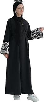 Embroidered Muslim Abaya Long Sleeve Dubai Dress Turkish Robe Zipper Maxi Dess Women Eid Clothes