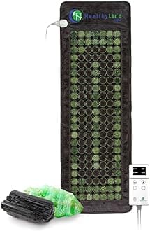 Far Infrared Heating Pad for Back, Neck, Shoulder & Muscle Pain Relief - Weighted Electric Mat with Jade & Tourmaline Stones, Grounding - by HealthyLine – Full Body Large Size 72 x 24 in
