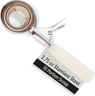 Restaurantware Met Lux 3.75 Ounce Portion Scoop, 1 Durable Cookie Scoop - #10, With Ivory Handle, Stainless Steel Disher, For Portion Control, Scoop Cookie Dough, Cupcake Batter, or Ice Cream -