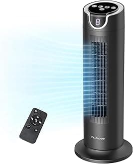 Tower Fan for Bedroom, 25 dB Quiet DC Bladeless Fan with Remote, 8 Speeds, 1-8H Timer, 80° Oscillating Fans for Indoors, 16 Inch Portable Desk Table Fans for Room, Home, Office