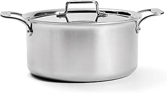 D5 5-Ply Brushed Stainless Steel Stockpot 8 Quart Induction Oven Broiler Safe 600F Pots and Pans, Cookware Silver