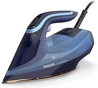 Versuni Philips Domestic Appliances Azur 8000 Series Steam Iron - 55 g/min Continuous Steam, 240 g Steam Boost, 3000 W, OptimalTEMP Technology, SteamGlide Elite, Light Blue (DST8020/26)