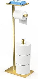 CisilyGolden Toilet Paper Holder Stand with Phone Shelf, Bathroom Toliet Decor Decoration Tissue Paper Roll Holder Free Standing Storage, Rv Accessories, Apartment Restroom Household Home Essentials