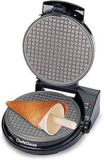 Chef's Choice 838 Waffle Express Ice Cream Cone Maker, Non-Stick Coating, Silver
