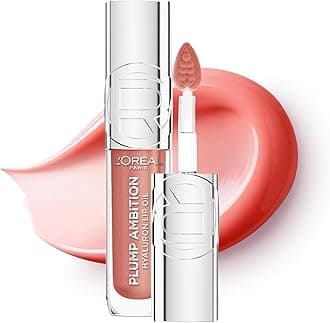 Lip Gloss, Plump Ambition Lip Oil with Hyaluronic Acid & Tripeptides, Smoother & Plumper Lip Appearance, Glass-Like Finish, Shade 650 Nude Macaron, 5ml