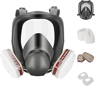 Full Face Respirator Mask Reusable, 19 IN 1 Gas Mask with Filters, for Paint, Against Dust, Decoration, Car Spraying, Sanding, Cutting and Other Work Protection