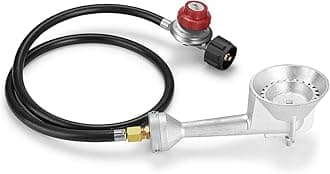 High Pressure Cast-Iron Propane Burner Head, Propane Cooking Burner with 20 PSI Adjustable High Pressure Propane Regulator with Hose and Brass Fitting, Quemadores De Gas propano for Outdoor Cooking