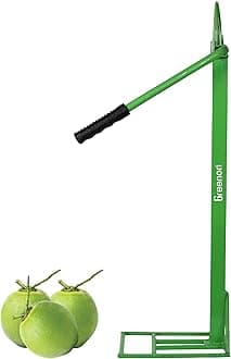 GREENON® Coconut Husk Peeler with Handle Grip | Medium Weight 2.3Kg Naral Solini | Manual Coconut Outer Shell Extractor | Powder Coated Metal | Heavy Duty Dehusker Machine | Green