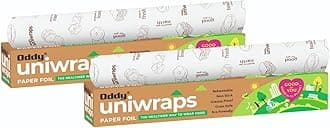 Oddy Uniwraps Food Wrapping Paper Foil 278MM x 20M, Combo Pack, Set of 2 Rolls complementrygift 4pcs scrub pad(3"X4")