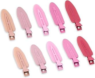 10 Pcs Creaseless No Crease No Bend Flat Hair Clips For Styling Non Slip Makeup Clips For Women Salon Hairstyle, Pink Rose Red