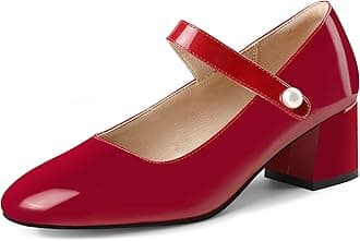 NaiyeeMary Jane Shoes Women Chunky Heel Ankle Strap Dress Shoes for Women Low Heels Close Rounded Toe Pumps