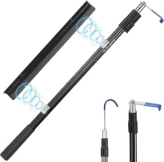 LOVEETA® 6.3 Ft Magnetically Mounted Cargo Grabber Reach Retriever Tool - 3.0 New Upgraded Extendable Pickup Truck Bed Accessories, Multi-Use Truck Bed Reach Tool (Jet Black) - 2 Hooks 1 Mounted Plate