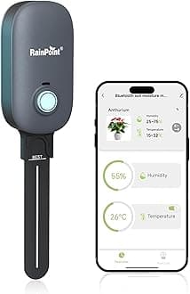 RAINPOINT Bluetooth Soil Moisture Meter, 2-in 1 Soil Moisture/Air Temperature Meter with App Remote Monitor,20 Plants Database, Can Be Used with WiFi Hub(Model:TWG009) and Water Timer(Model:ITV102b).