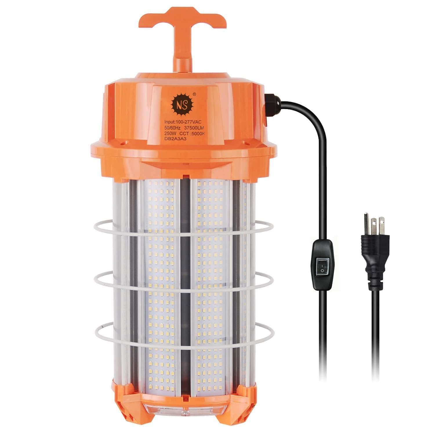 250W LED Temporary Work Light 37,500 Lumens Construction Lights 5000K Portable Linkable IP65 High Lumen Super Bright Durable Job Site Lighting with ON/Off Button for Indoor and Outdoor Area Lighting