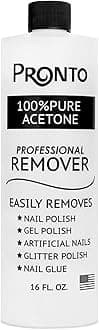 Pronto 100% Pure Acetone - Quick, Professional Nail Polish Remover - For Natural, Gel, Acrylic, Sculptured Nails (16 Ounces) 16oz