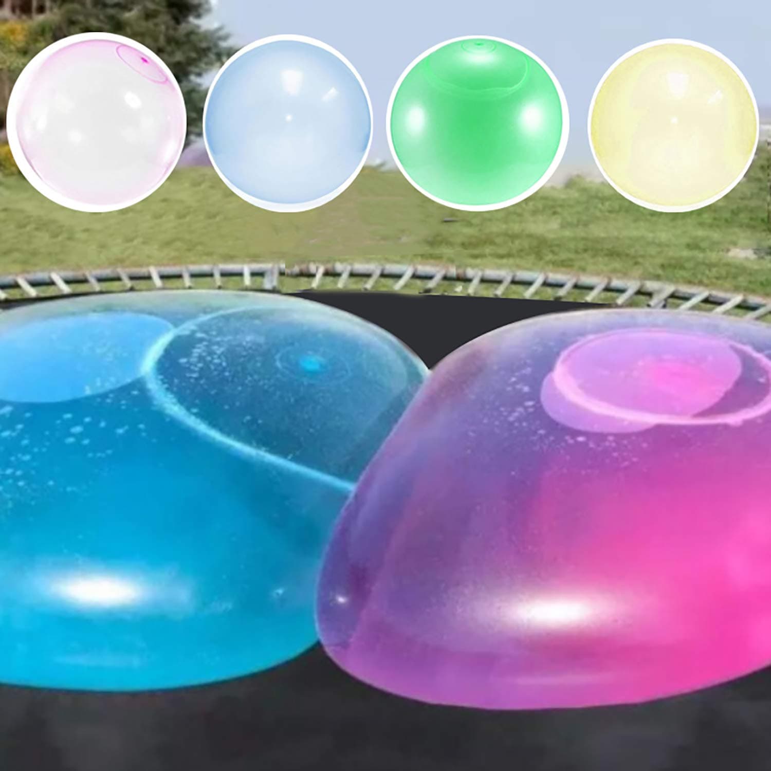 4 PCS Large Bubble Ball Magic Bubble Balls Transparent Bounce Balloon Inflatable Water Ball Beach Garden Ball Soft Rubber Ball Outdoor Party (Medium)