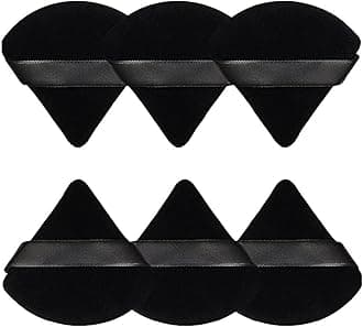 Gleva 6 Pcs Powder Puff Soft Face Makeup Sponge, Loose powder Foundation Blending Sponges Set, Makeup Blender, Contouring, Wedge Triangle Shape Wet & Dry Tool Washable Reusable (Black)