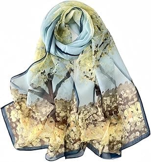 MINIDORA Lightweight Scarves for Women Elegant Floral Pattern Scarf Shawls Sunscreen Head Shawls Style 8-Blue