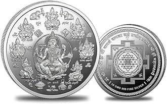 BIS Hallmarked Ashta Lakshmi Yantra 999 Pure Silver Coin (10g, 20g) Round Shape: Prosperity & Abundance - Puja Gift - Diwali Blessing - for Wealth and Success