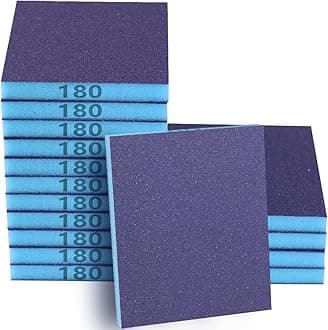 16 Pack 180 Grits Sanding Sponge Fine Sanding Block, Washable and Reusable Wet Dry Sandpaper Block Sandpaper Sponge for Wood Metal FurniturePaint and Drywall