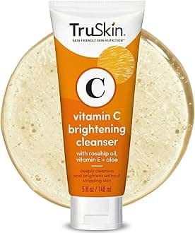 TruSkin Vitamin C Cleanser for Face - Brightening Face Wash with Vitamins C & E, Rosehip Oil, Aloe Vera and MSM - Deep Clean and Refresh for Radiant, Healthy-Looking Skin, 5 fl oz