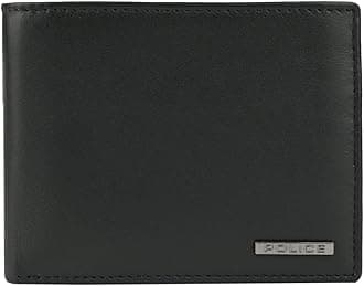 Police Men's Genuine Leather Wallet, Slim Bifold with Coin Pocket and Card Slots, Black