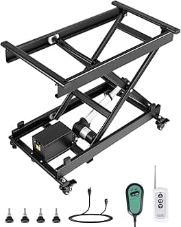 VEVOR Electric Lift Table, 330 lbs Capacity Single Scissor Lift Table, 8-28 in Height Adjustable Lifting Platform, Coffee Table Lift with 4 Wheels, for Material Handling and Transportation, Black