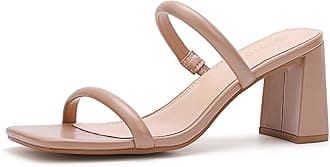 Women's Square Open Toe Heeled Sandals Two Strap Mules Slip On Block Chunky Mid Heels Sandals