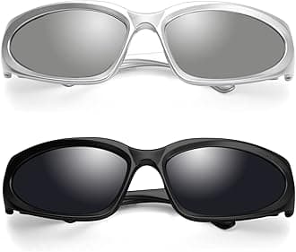 GUVIVI Wrap Around Fashion Sunglasses for Men Women Swift Oval Gold Sunglasses Sport Shades Glasses Eyeglasses White