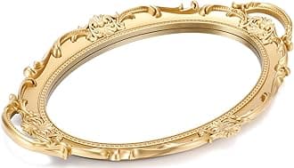 Sooyee Decorative Tray - Gold Mirror Tray for Bathroom Vanity, Dessert & Coffee Table, Home Decor with Handle