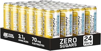 Essential Amino Energy + Electrolytes, Ready to Drink Sugar Free EAA Energy Drink with Electrolytes and Caffeine, Workout Supplement for Men and Women, Tropical, 24x250 ml