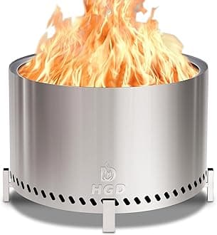 HGD 28 Inch Smokeless Firepit, Large Stainless Steel Fire Pit, Wood Burning Firepit for Patio Garden Picnic