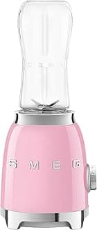 Smeg PBF01PKUK Retro 50’s Style Personal Blender, 2 x Bottles-To-Go, 2 Speed Settings, 600ml, 300W, Pink