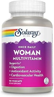 SOLARAY Once Daily Woman Multivitamin with Iron, Cellular Energy, Digestion, Red Blood Cell Support, Multivitamin for Women w/Vitamin D, Vitamin B12, Prenatal Vitamins Support w/Folic Acid, 90 Serv