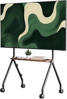 Easel Rolling TV Stand for 49-80 Inch TV Screen up to 110 LBS, Portable TV Stand with Wheels, Rolling TV Cart for Business, Office, School, Home, Black