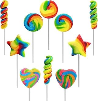 Swirl and Twist Rainbow Lollipop and Ring Mix, Assorted Flavors, Great for Birthday Parties, Events, and Goody Bag Fillers, Party Favors, Individually Wrapped Suckers (12-Pack)