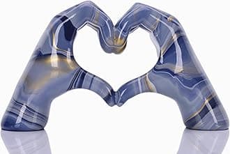 Colourful hand heart decoration, heart hand statue, love finger sculpture wedding decoration, suitable for bookshelf coffee table office bedroom TV cabinet bookshelf small ornaments home decoration.