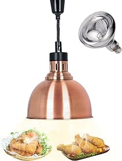 JIAWANSHUNFood Warmer Lamp Heat Lamp Warmer w/Bulb 250W Commercial Food Warmer Retractable Adjustable Hanging Food Heat Heating Lamp Restaurant Service Warming Pizza Warmer 110V