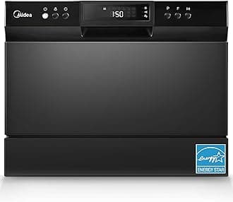 Midea MDC22P1ABB Table-top Countertop, Energy Star Portable Dishwasher, 6 Place Settings & 8 Washing Programs, Speed, Baby-Care, ECO& Glass, Dish Washer for Dorm, RV& Apartment, Black