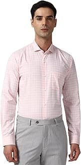 Peter England Men's Micro-Checkered Formal Slim Fit Full Sleeve Shirt | Cotton Rich