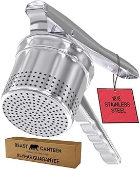 Potato Ricer - Ricer for Mashed Potatoes, Made of 18/8 Stainless Steel, Make Fluffy Smooth Mashed Potatoes & Rice Cauliflower, Vegetables, Professional Kitchen Tool, Press, Large Masher