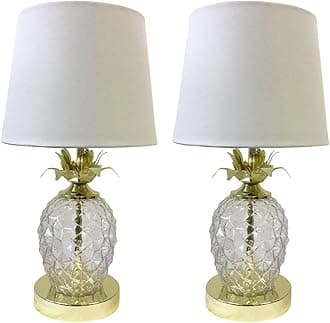 firstchoicelighting Pair of Modern Pineapple Design Touch Operated Table Lamps or Bedside Lights - Gold with White Shade Touch Lamp LED Compatible 42cm Tall