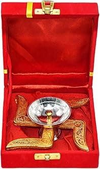 Saugat Traders Diwali Corporate Gift - Swastik Diya with Velvet Gift Box for Client, Office Employees, Friends Home Decor - Puja Spiritual Return Gift Set