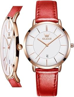 OLEVS Women Watches Ultra Thin 6.5mm Minimalist Dress Fashion Leather Strap Quartz Waterproof Casual Women Wrist Watch