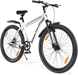 Urban Terrain Galaxy Pro Steel High Performance Mountain Cycles for Men with Front Suspension & Dual Disc Brake MTB Bike 27.5 inch Single Speed | Ideal for 15+ Years, Frame Size : 17 inch (White)