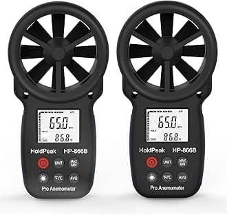 Holdpeak 866B*2 Digital Anemometer Handheld LCD Wind Speed Meter for Measuring Wind Speed, Temperature/Wind Chill with Backlight and Max/Min