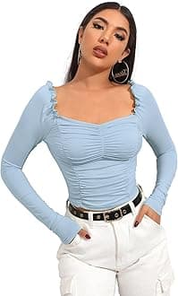 ShasmiWomen's & Girl's Polyester Slim Fit Full Sleeve, Sweat Hear Neck, Frill Trim Ruched Crop Top